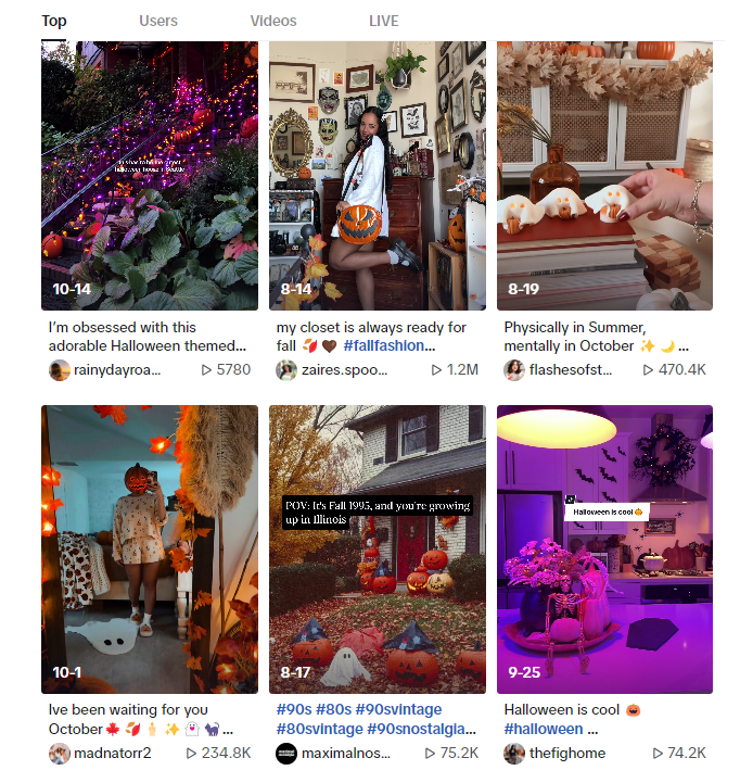 Halloween-themed posts from TikTok Gen Z Halloween